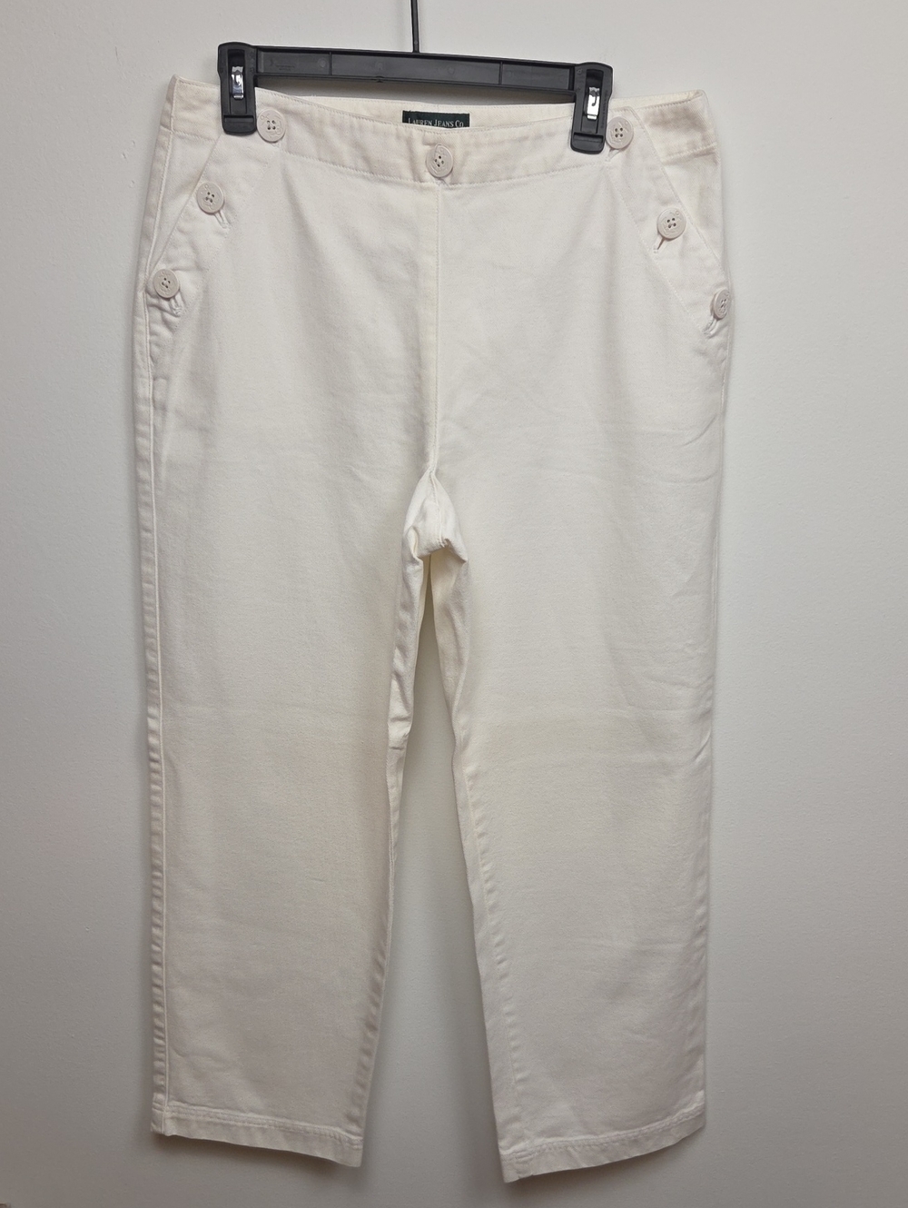 Vintage Lauren Ralph Lauren Cotton Ivory Cropped Sailor Pants Coastal Old Money